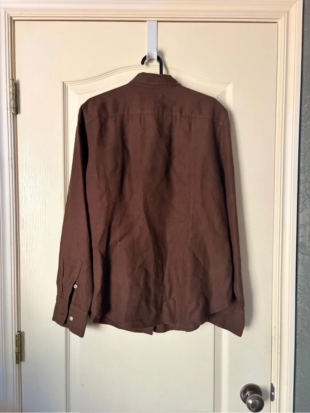 J. Crew Baird McNutt Women’s Brown Button-Up Linen Shirt, Slim, 12